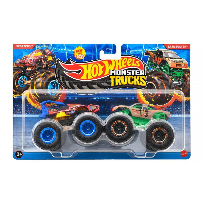 Pack 2 Hot Wheels Monster Trucks 1:64 Scorpedo vs Baja Buster